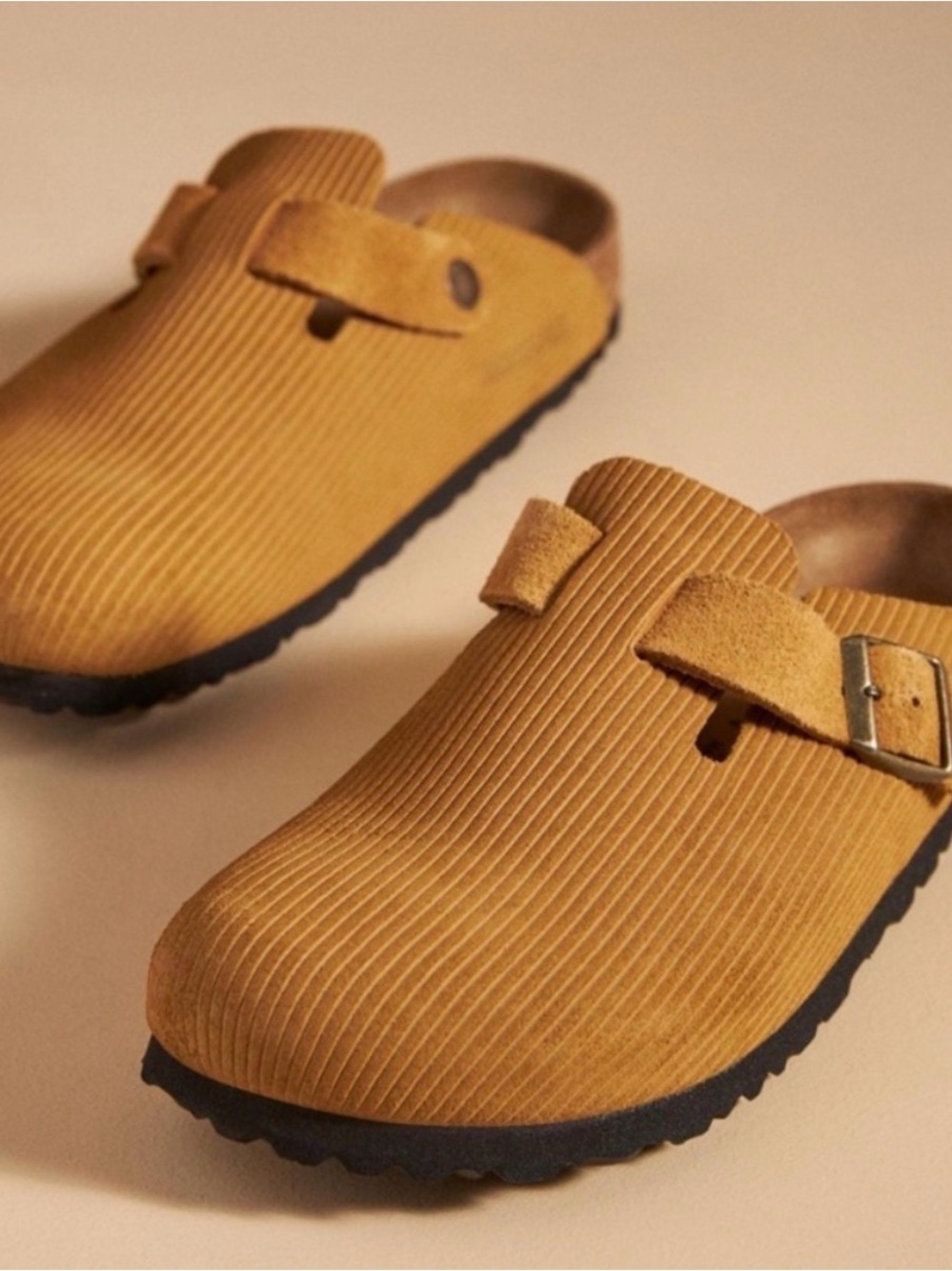 Birkenstock Boston Corduroy Clogs in Mustard Yellow